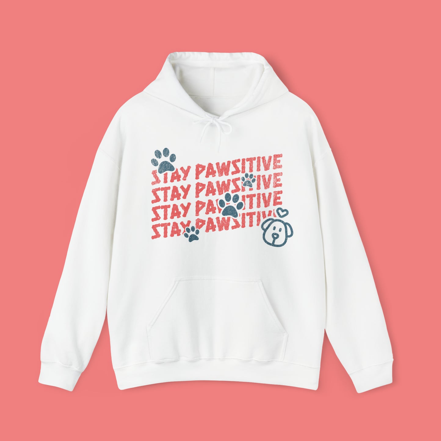 Stay pawsitive white unisex dog lovers white hoodie