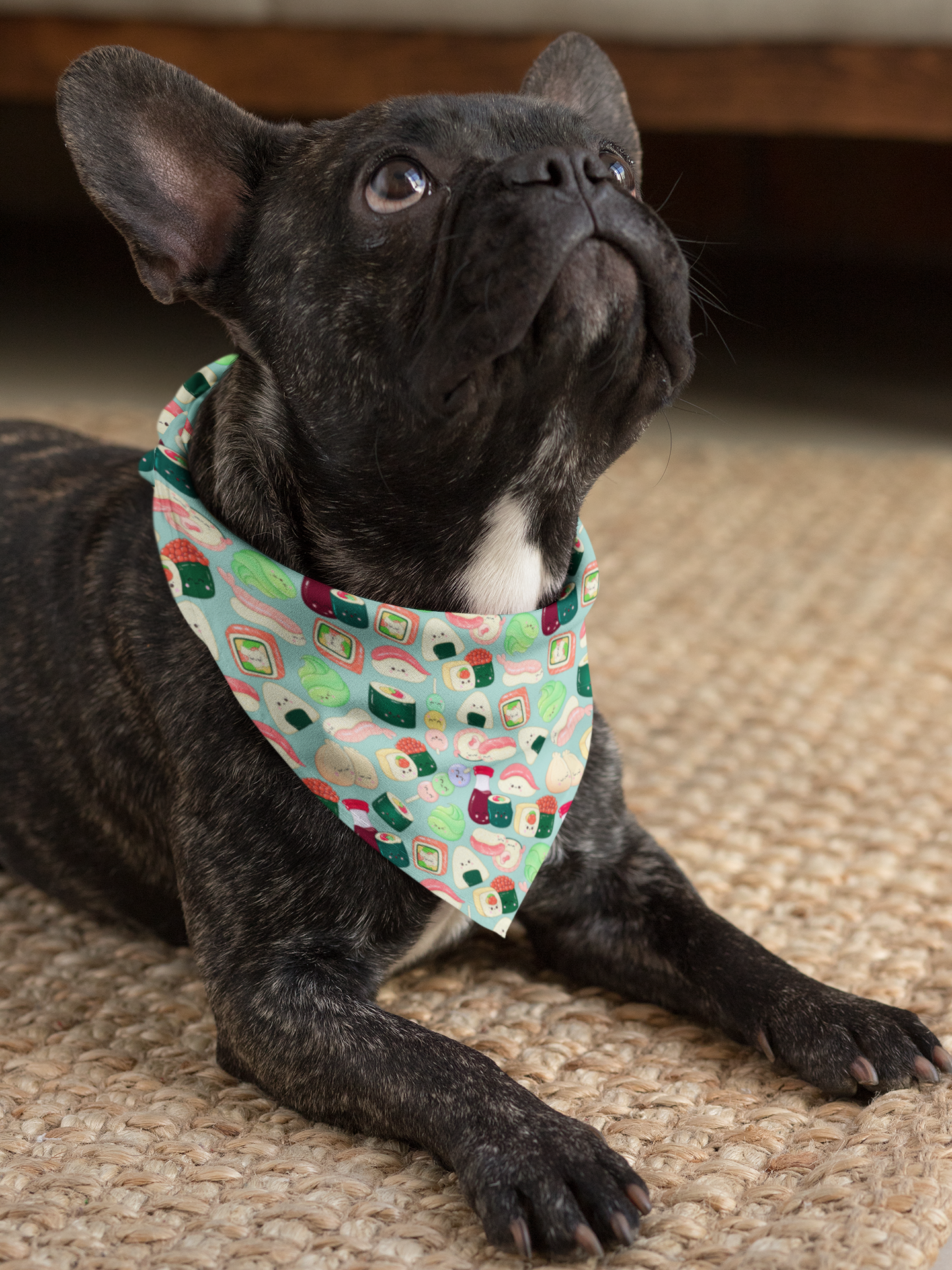 Kawaii sushi dog bandana pug