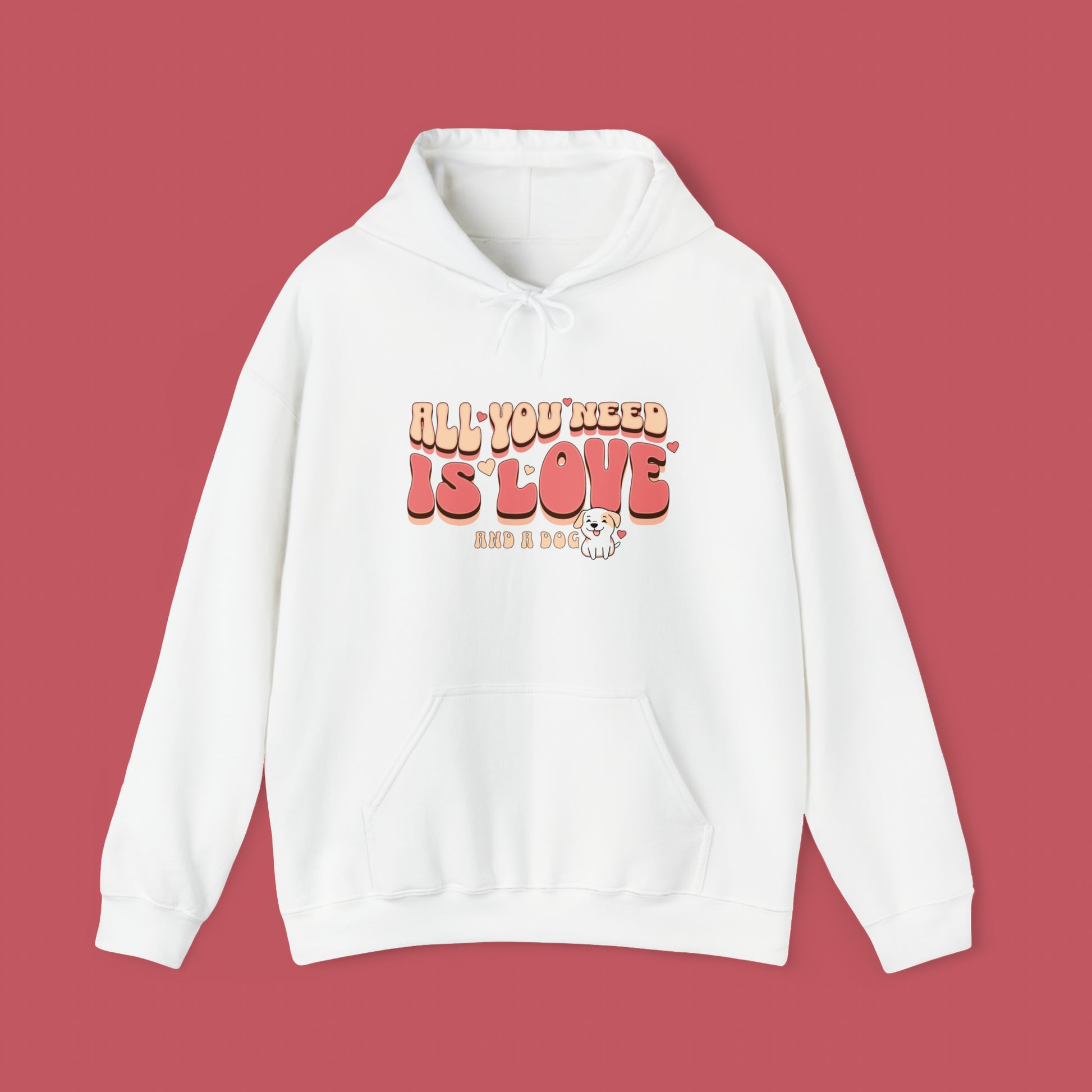 All you need is love and a dog - dog lovers white hoodie mockup 