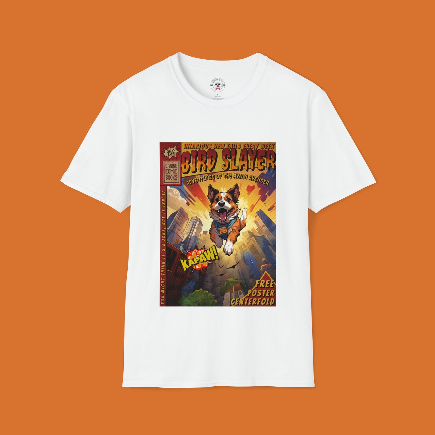 Dog super hero Comic book cover white tshirt  mockup