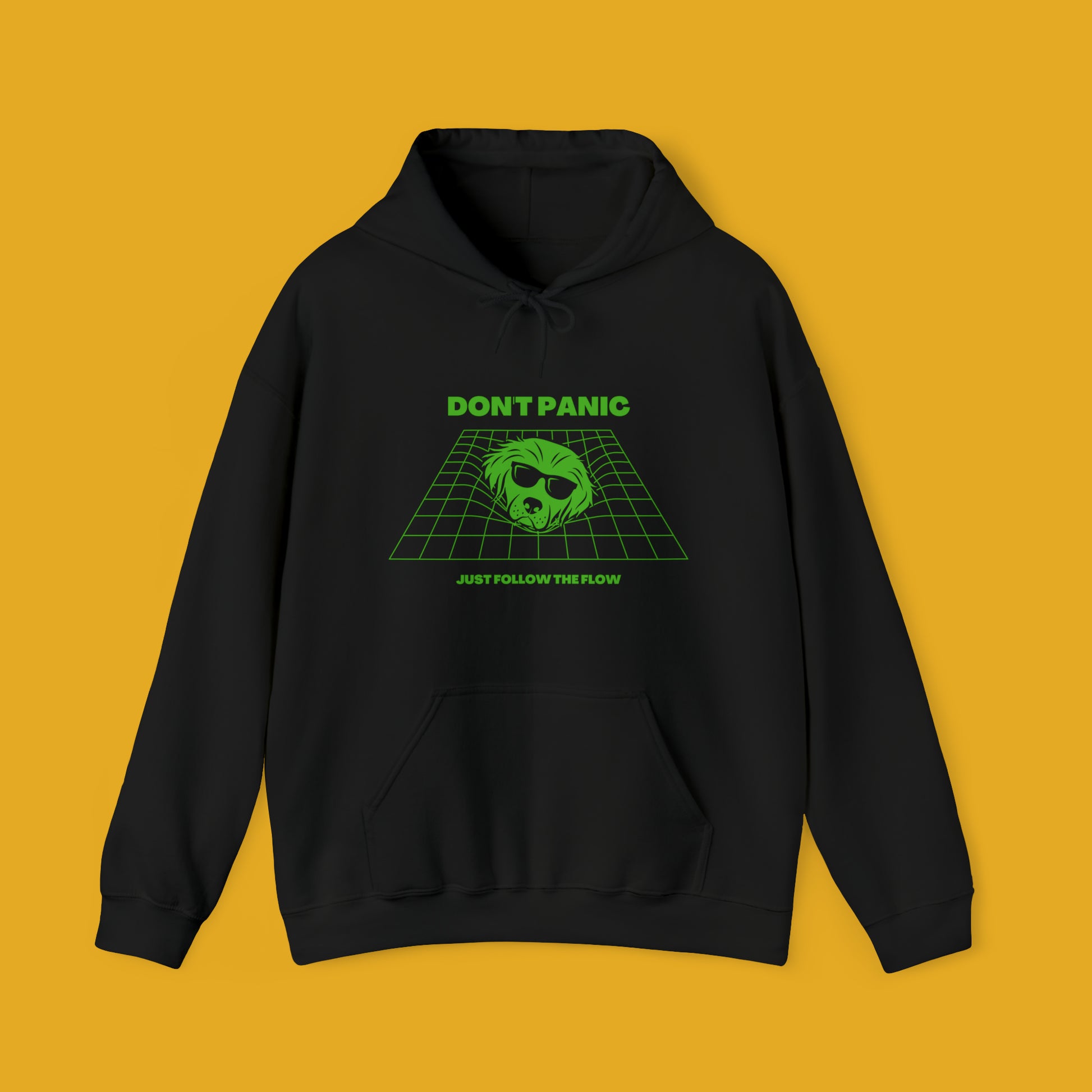 Don’t panic - black hoodie mockup