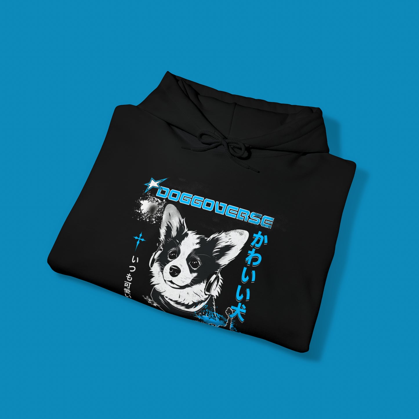 Manga inspired hoodie mockup black