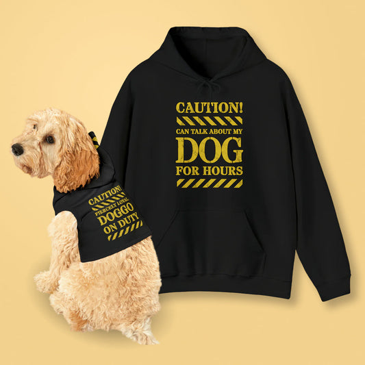 Caution Text Dog Hoodie