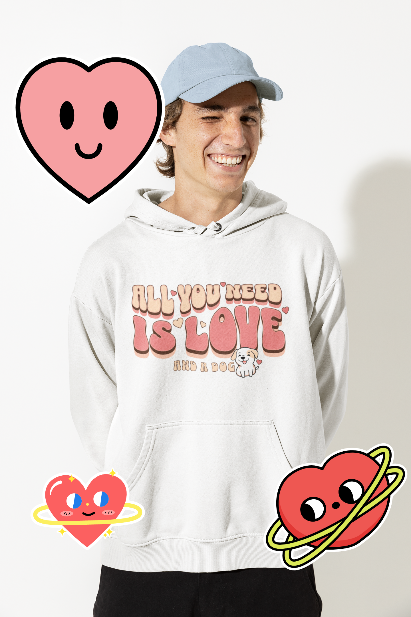 All you need is love and a dog hoodie mockup