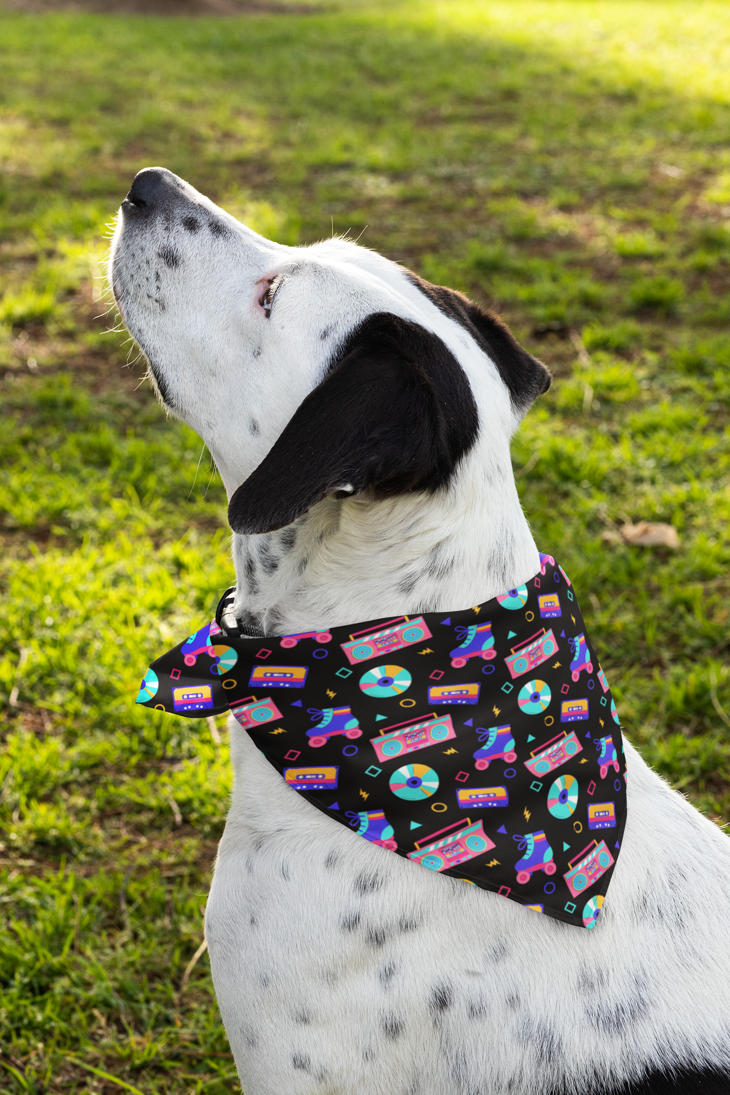 90s music - dog bandana mixed breed 