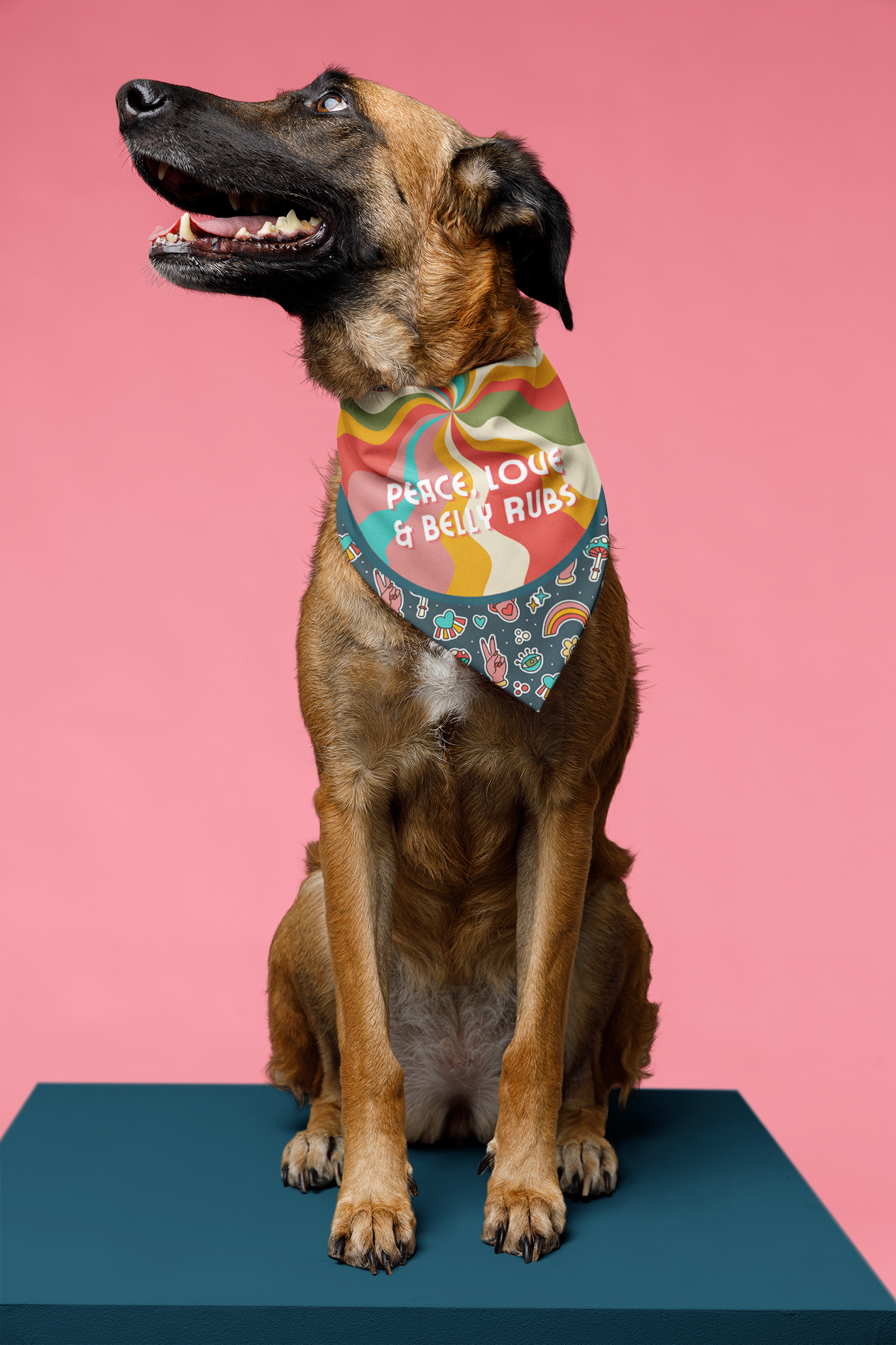 Peace love and belly rubs dog bandana dog style