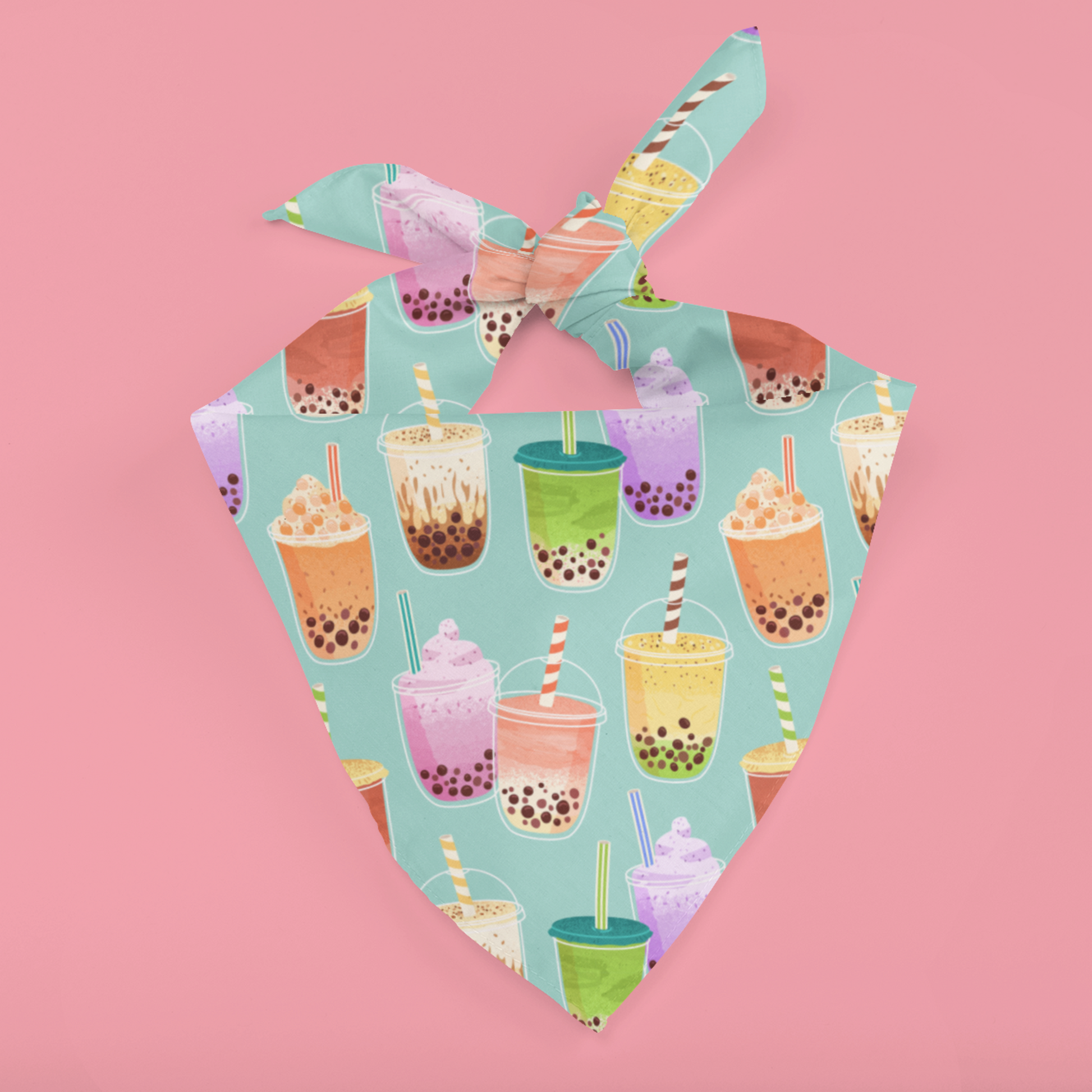 Boba tea - kawaii dog bandana mock-up