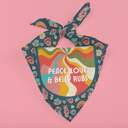 Peace love and belly rubs dog bandana mock-up