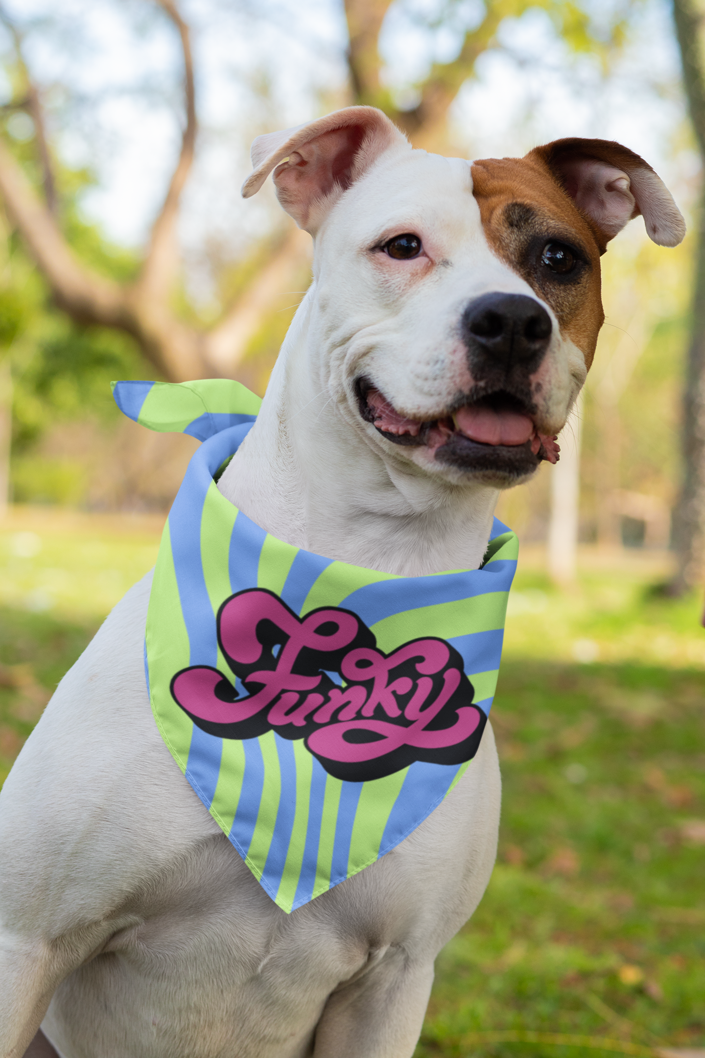 Funky dog bandana cute white dog