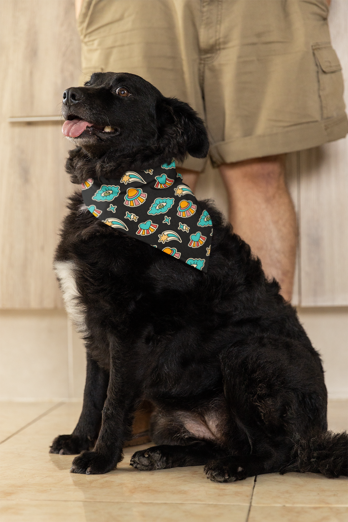 Cosmic love dog bandana black dogs